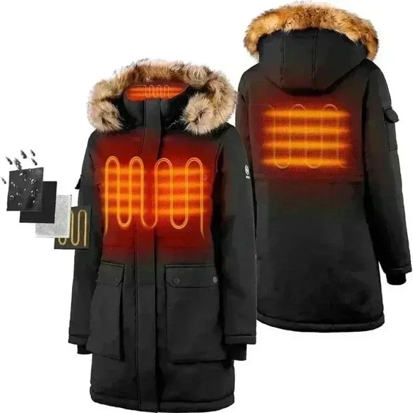 ORORO Women's Heated Parka Jacket with Thermolite Insulation - Picture 2 of 11